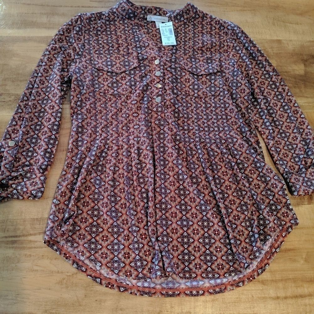Dressbarn wild orchid 3/4 sleeve top new small